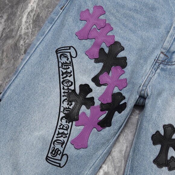 Chrome Heart Leather Patch Jeans - Picture 8 of 13